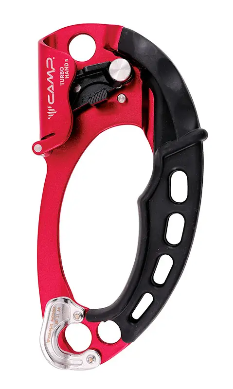 CAMP Turbohand Pro Derecho Rojo | Puño bloqueador profesional con guía de cuerda y polea integrada