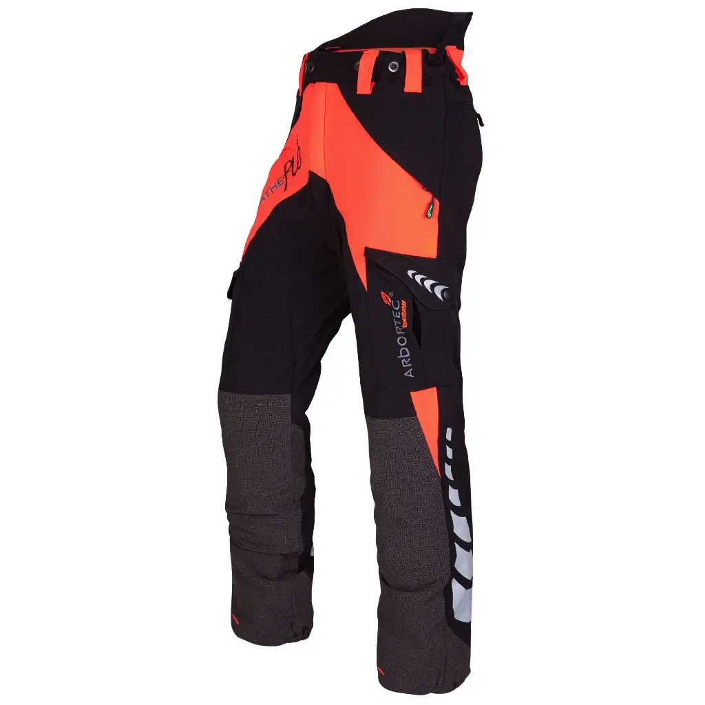 Pantalones de motosierra Breatheflex AT4010, diseño A, clase 1, color naranja (S)