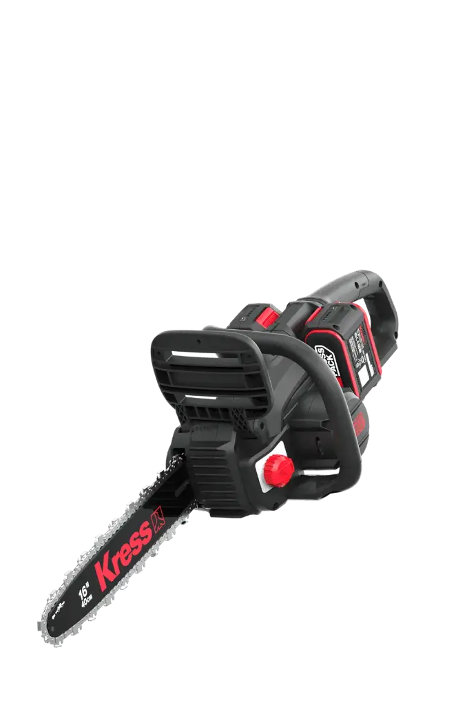 Motosierra 35cm sin escobillas Kress 40V con 4 baterías de 4 Ah y doble cargador de 4 A (Modelo KG347E.9+ KAB04 + KAC04)